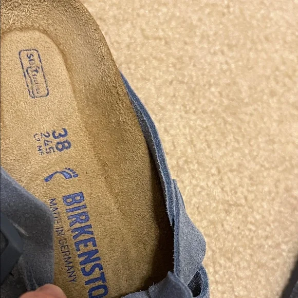Birkenstock  Boston Blue Suede Clogs 38 - Picture 2 of 5